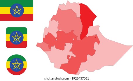 Map and flag of Ethiopia