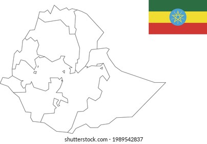 Map and flag of Ethiopia