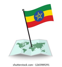 Map with flag of Ethiopia isolated on white. check in. map vector illustration, eps10