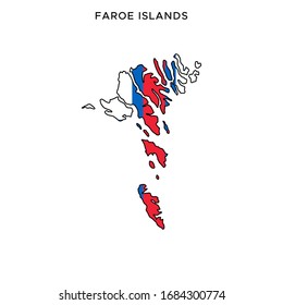 Map and Flag of Faroe Islands Vector Design Template with Editable Stroke