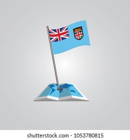 Map with flag of Fiji isolated on white. National flag for country of Fiji isolated, banner for your web site design logo, app, UI. check in. map Vector illustration, EPS10.