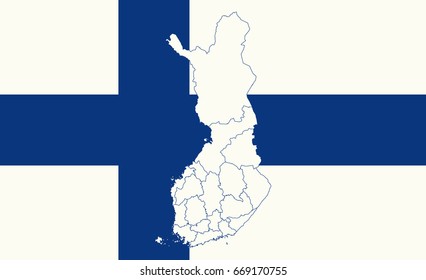 Map and flag of Finland