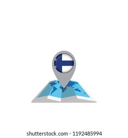 Map with flag of Finland isolated