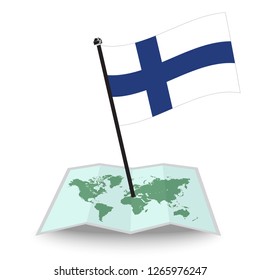 Map with flag of Finland isolated on white. check in. map vector illustration, eps10

