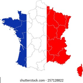 Map and flag of France 