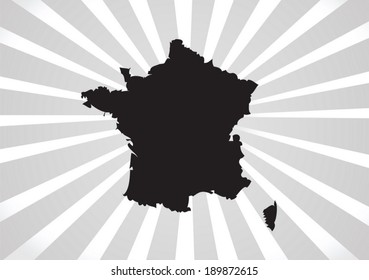 Map and  flag of France , French Republic 