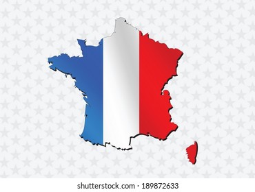 Map and  flag of France , French Republic 