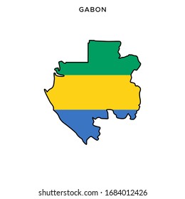 Map and Flag of Gabon Vector Design Template with Editable Stroke