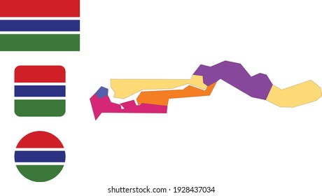 Map and flag of Gambia