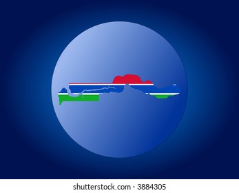 map and flag of Gambia globe illustration