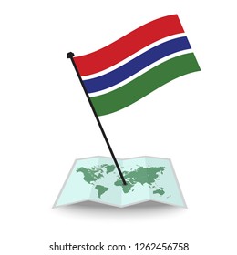 Map with flag of Gambia isolated on white. check in. map vector illustration, EPS10