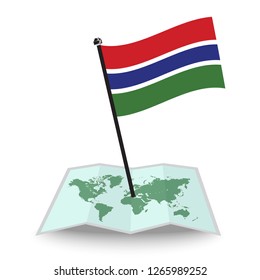 Map with flag of Gambia isolated on white. check in. map vector illustration, eps10