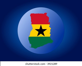 map and flag of Ghana globe illustration