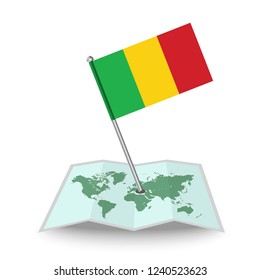 Map with flag of Ghana isolated on wuhite.