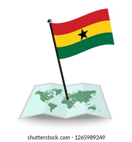 Map with flag of Ghana isolated on white. check in. map vector illustration, eps10
