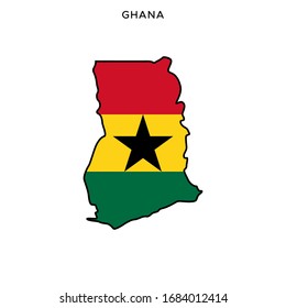 Map and Flag of Ghana Vector Design Template with Editable Stroke