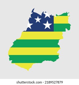 Map of and flag Goias - Brazil outline silhouette graphic element Illustration template design
