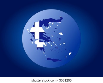 mapa y bandera de Grecia ilustración del globo