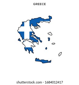 Map and Flag of Greece Vector Design Template with Editable Stroke