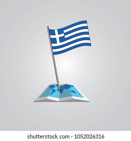 Map with flag of Greek  isolated on white. National flag for country of Greek  isolated, banner for your web site design logo, app, UI. check in. map Vector illustration, EPS10.