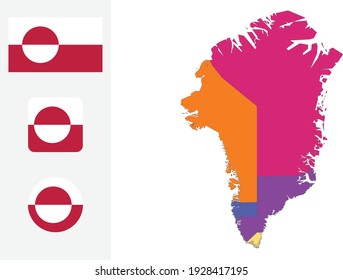 Map and flag of Greenland