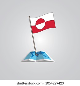 Map with flag of Greenland isolated on white. National flag for country of Greenland isolated, banner for your web site design logo, app, UI. check in. map Vector illustration, EPS10.