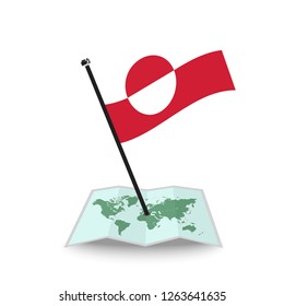 Map with flag of Greenland isolated on white. check in. map vector illustration, eps10