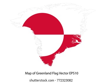 Map and flag Greenland of Vector EPS10