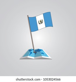 Map with flag of Guatemala isolated on white. National flag for country of Guatemala isolated, banner for your web site design logo, app, UI. check in. map Vector illustration, EPS10.