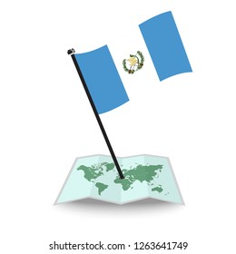 Map with flag of Guatemala isolated on white. check in. map vector illustration, eps10