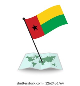Map with flag of GuinBissau isolated on white. check in. map vector illustration, EPS10