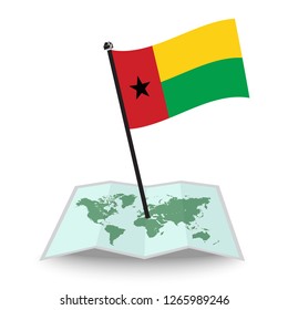 Map with flag of GuinBissau isolated on white. check in. map vector illustration, eps10