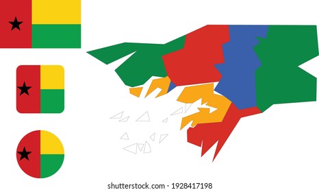 Map and flag of Guinea Bissau