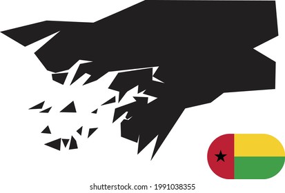 Map and flag of Guinea Bissau