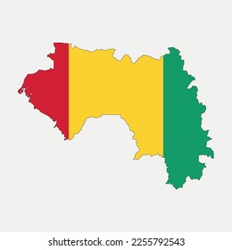 Map and flag of Guinea country outline silhouette vector illustration
