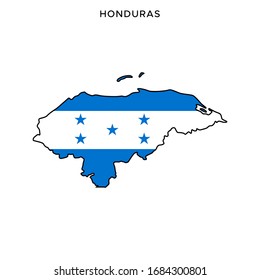 Map and Flag of Honduras Vector Design Template with Editable Stroke