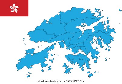 Map and flag of Hong Kong