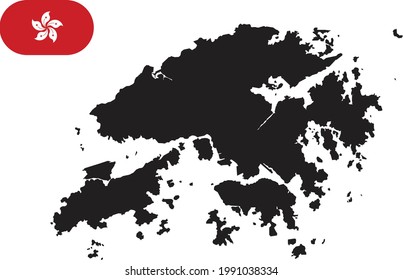 Mapa y bandera de Hong Kong