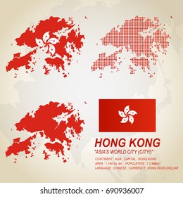 Map and flag of Hong Kong