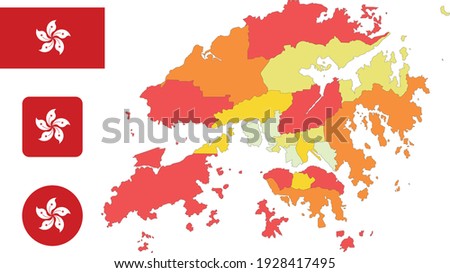 Map and flag of Hong Kong