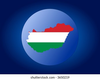 Map and flag of Hungary globe illustration