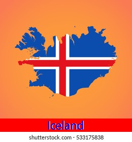 Map and flag of Iceland