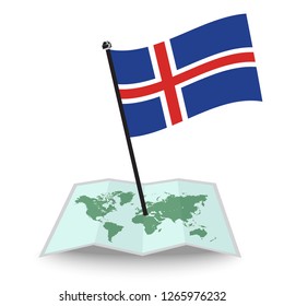 Map with flag of Iceland isolated on white. check in. map vector illustration, eps10
