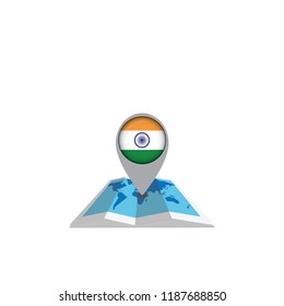 Map with flag of India isolated