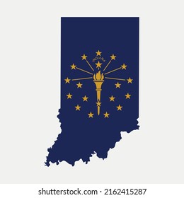 Map and flag of Indiana - United States outline silhouette graphic element Illustration template design
