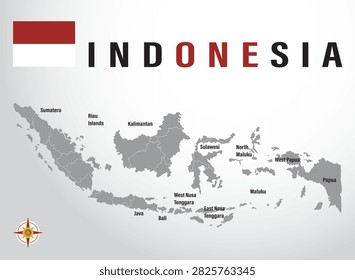 The Map and Flag of Indonesia.