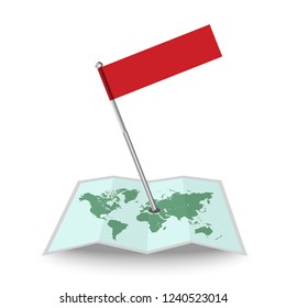 Map with flag of Indonesia isolated on white.