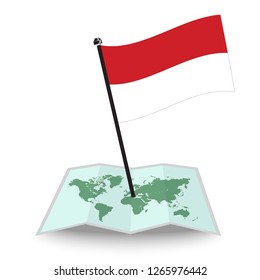 Map with flag of Indonesia isolated on white. check in. map vector illustration, eps10
