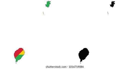 Map with the flag inside + black outline map - Sao Tome and Principe
