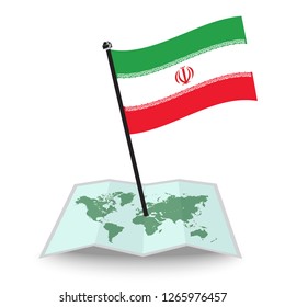Map with flag of Iran isolated on white. check in. map vector illustration, eps10
